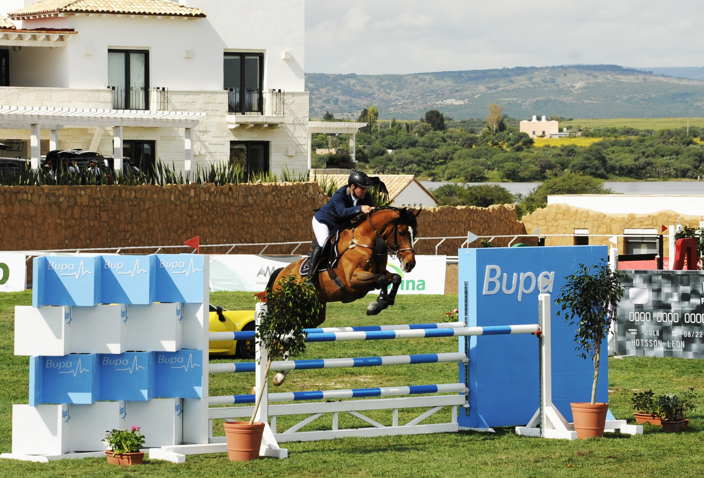 Otomi: Jinete y su caballo saltando obstáculo
