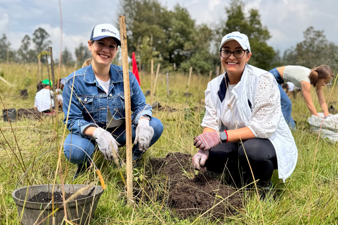 Equipo de Bupa sembrando ñarboles